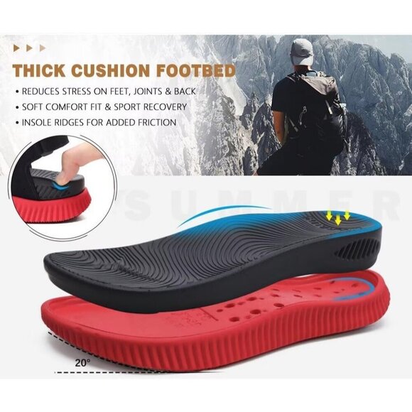 Casual Hiking Sandals Men\'s Black Red Athletic Sports Walking Fisherman Shoes